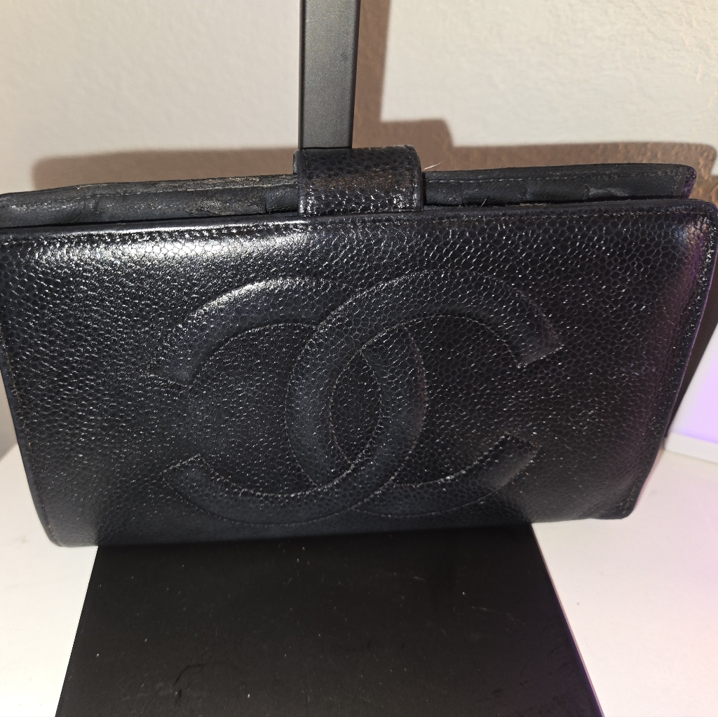 Chanel Black Caviar Leather Women's Wallet